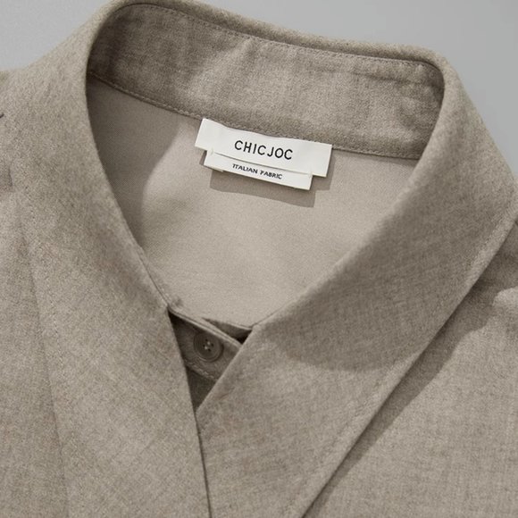 CHICJOC Women Italian high-end wool flannel knotted collar shirt - Picture 16 of 16